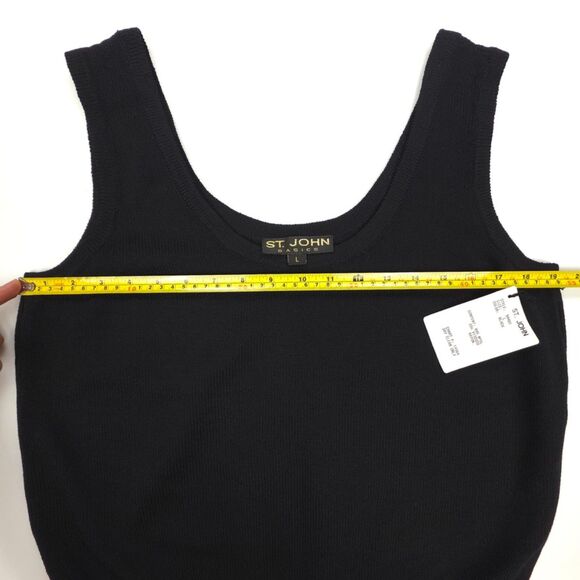 NWT St John Santana Knit Wool Basic Sweater Tank Top Black Minimal Quiet Luxury - Picture 3 of 7